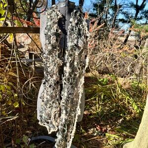 Chan Luu 100% cashmere open knit crochet scarf